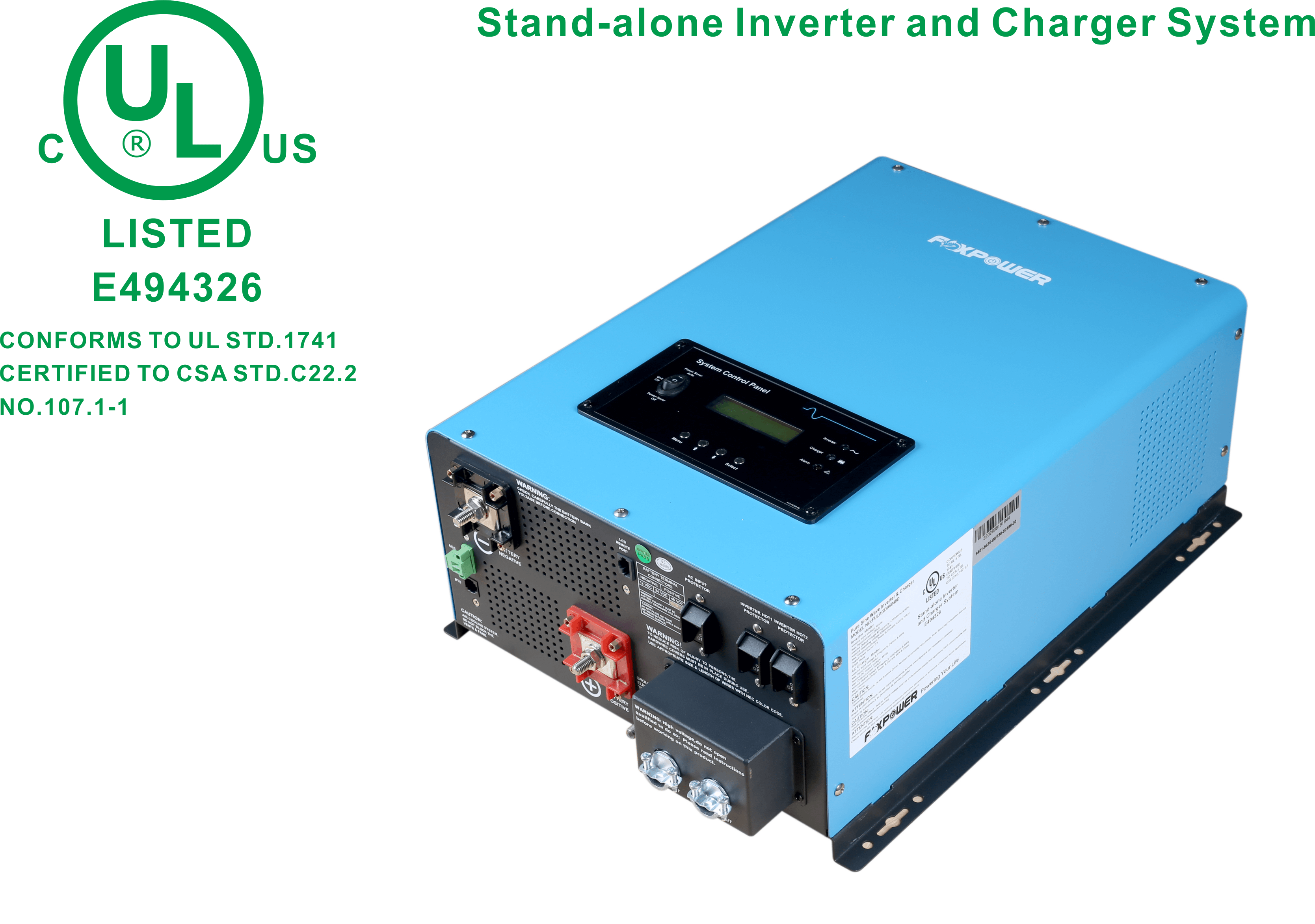 UL1741 listed inverter charger